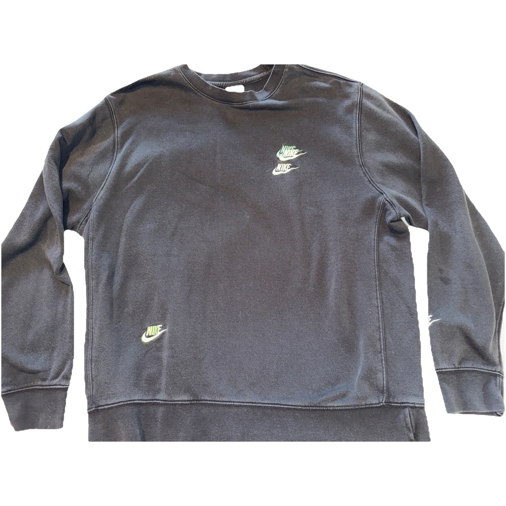 Black Nike Sweatshirt Multiple Green Logos Men's L